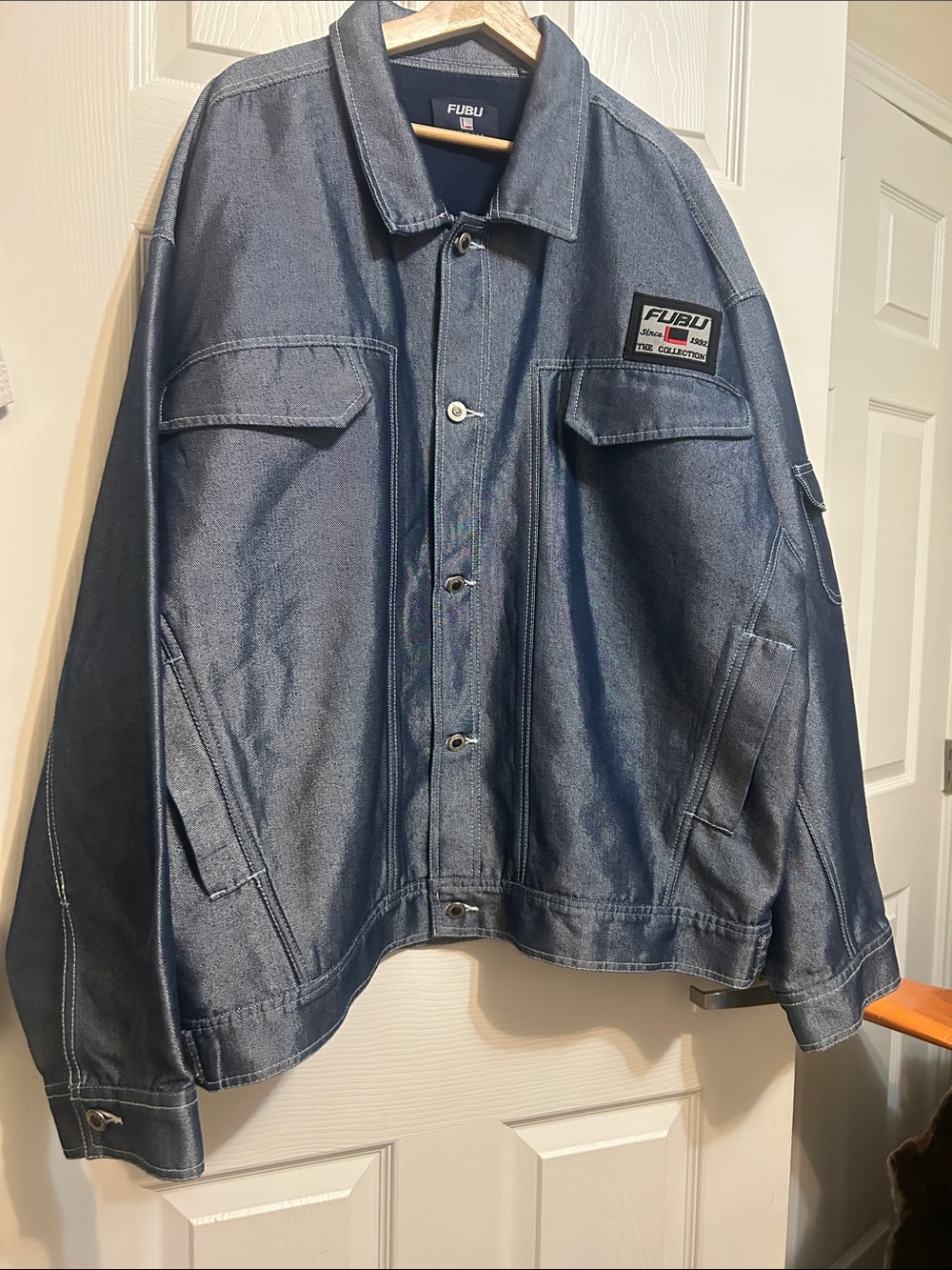 Vintage FUBU Men's Denim Jacket in Blue Wash XXL